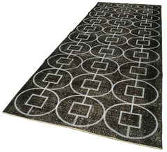 Geometric Carpet Black Geometric Cotton Wool Handmade Area Rug 4'8'' x 10'0''