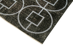 Geometric Carpet Black Geometric Cotton Wool Handmade Area Rug 4'8'' x 10'0''
