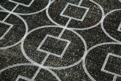 Geometric Carpet Black Geometric Cotton Wool Handmade Area Rug 4'8'' x 10'0''