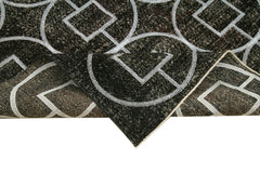 Geometric Carpet Black Geometric Cotton Wool Handmade Area Rug 4'8'' x 10'0''