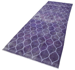Geometric Carpet Purple Geometric Cotton Wool Handmade Area Rug 4'4'' x 12'6''
