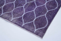 Geometric Carpet Purple Geometric Cotton Wool Handmade Area Rug 4'4'' x 12'6''