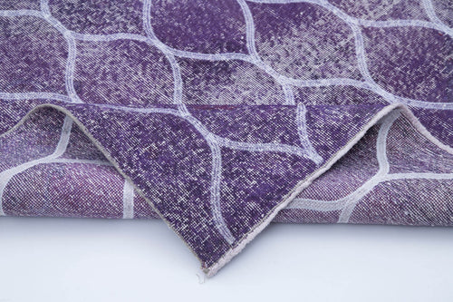 Geometric Carpet Purple Geometric Cotton Wool Handmade Area Rug 4'4'' x 12'6''