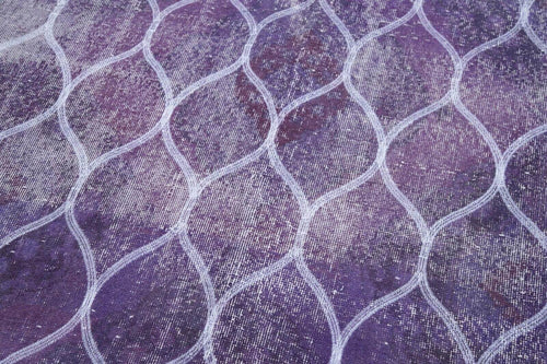 Geometric Carpet Purple Geometric Cotton Wool Handmade Area Rug 4'4'' x 12'6''
