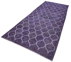 Geometric Carpet Purple Geometric Cotton Wool Handmade Area Rug 4'9'' x 12'3''