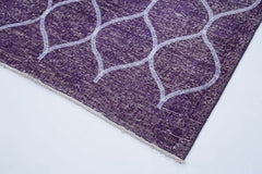 Geometric Carpet Purple Geometric Cotton Wool Handmade Area Rug 4'9'' x 12'3''
