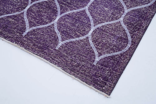 Geometric Carpet Purple Geometric Cotton Wool Handmade Area Rug 4'9'' x 12'3''