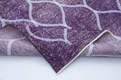 Geometric Carpet Purple Geometric Cotton Wool Handmade Area Rug 4'9'' x 12'3''