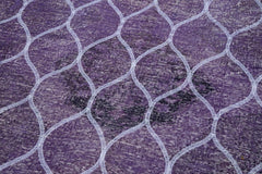 Geometric Carpet Purple Geometric Cotton Wool Handmade Area Rug 4'9'' x 12'3''