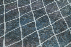 Geometric Carpet Blue Geometric Cotton Wool Handmade Area Rug 4'8'' x 12'0''