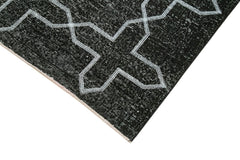 Geometric Carpet Black Geometric Cotton Wool Handmade Area Rug 4'6'' x 13'2''