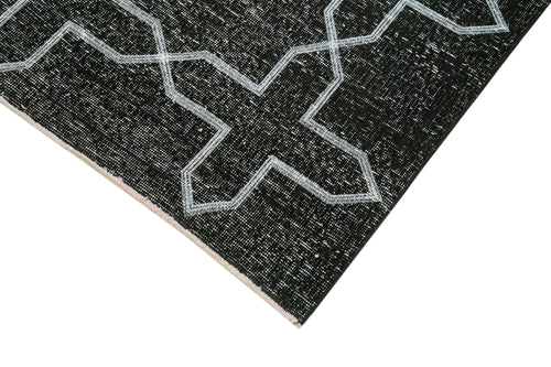 Geometric Carpet Black Geometric Cotton Wool Handmade Area Rug 4'6'' x 13'2''