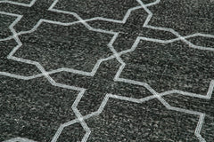 Geometric Carpet Black Geometric Cotton Wool Handmade Area Rug 4'6'' x 13'2''