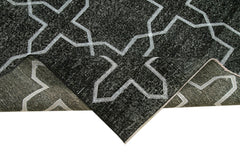 Geometric Carpet Black Geometric Cotton Wool Handmade Area Rug 4'6'' x 13'2''