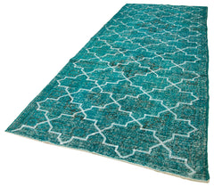 Geometric Carpet Turquoise Geometric Cotton Wool Handmade Area Rug 5'0'' x 12'7''