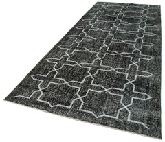 Geometric Carpet Black Geometric Cotton Wool Handmade Area Rug 4'11'' x 12'10''