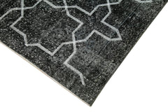 Geometric Carpet Black Geometric Cotton Wool Handmade Area Rug 4'11'' x 12'10''