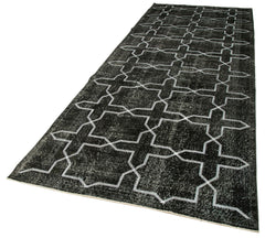 Geometric Carpet Black Geometric Cotton Wool Handmade Area Rug 4'8'' x 12'10''