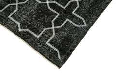 Geometric Carpet Black Geometric Cotton Wool Handmade Area Rug 4'8'' x 12'10''