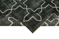 Geometric Carpet Black Geometric Cotton Wool Handmade Area Rug 4'8'' x 12'10''