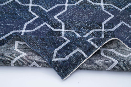 Geometric Carpet Grey Geometric Cotton Wool Handmade Area Rug 4'8'' x 12'7''