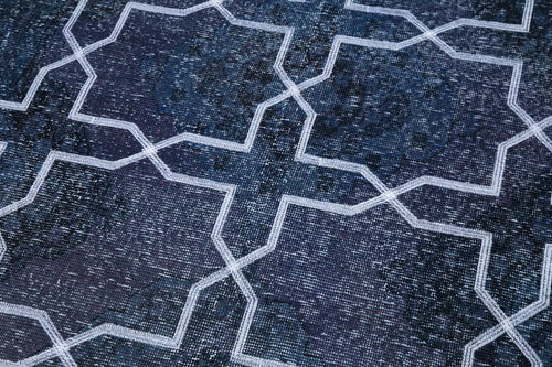 Geometric Carpet Grey Geometric Cotton Wool Handmade Area Rug 4'8'' x 12'7''