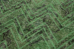 Geometric Carpet Green Geometric Cotton Wool Handmade Area Rug 4'8'' x 13'4''