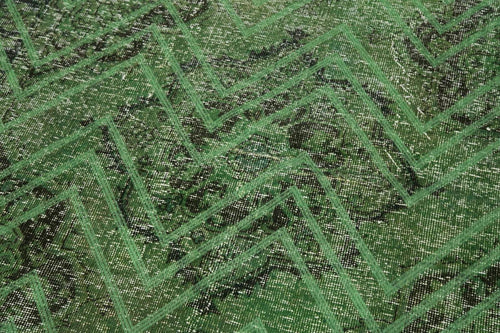 Geometric Carpet Green Geometric Cotton Wool Handmade Area Rug 4'8'' x 13'4''