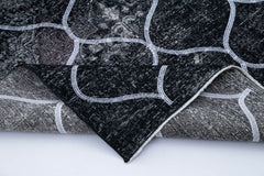 Geometric Carpet Black Geometric Cotton Wool Handmade Area Rug 4'6'' x 12'7''