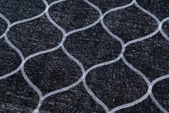 Geometric Carpet Black Geometric Cotton Wool Handmade Area Rug 4'6'' x 12'7''