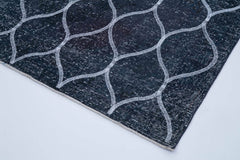 Geometric Carpet Blue Geometric Cotton Wool Handmade Area Rug 4'9'' x 12'6''