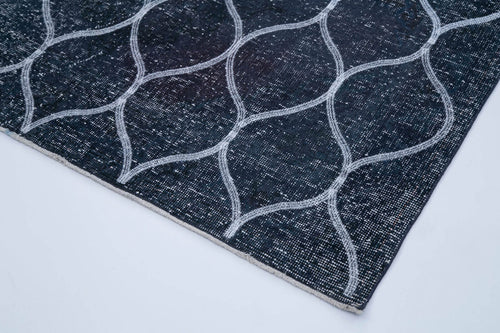 Geometric Carpet Blue Geometric Cotton Wool Handmade Area Rug 4'9'' x 12'6''