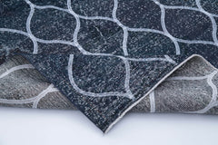 Geometric Carpet Blue Geometric Cotton Wool Handmade Area Rug 4'9'' x 12'6''