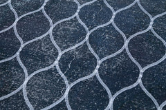 Geometric Carpet Blue Geometric Cotton Wool Handmade Area Rug 4'9'' x 12'6''