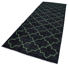 Geometric Carpet Black Geometric Cotton Wool Handmade Area Rug 4'8'' x 12'9''