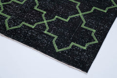 Geometric Carpet Black Geometric Cotton Wool Handmade Area Rug 4'8'' x 12'9''