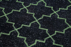 Geometric Carpet Black Geometric Cotton Wool Handmade Area Rug 4'8'' x 12'9''