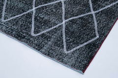 Geometric Carpet Black Geometric Cotton Wool Handmade Area Rug 4'8'' x 13'7''