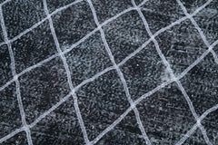 Geometric Carpet Black Geometric Cotton Wool Handmade Area Rug 4'8'' x 13'7''