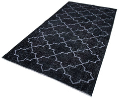 Geometric Carpet Black Geometric Cotton Wool Handmade Area Rug 5'3'' x 9'8''