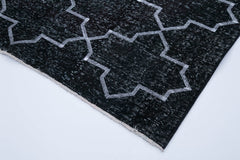 Geometric Carpet Black Geometric Cotton Wool Handmade Area Rug 5'3'' x 9'8''