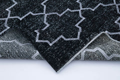 Geometric Carpet Black Geometric Cotton Wool Handmade Area Rug 5'3'' x 9'8''