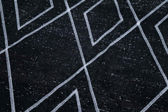 Geometric Carpet Black Geometric Cotton Wool Handmade Area Rug 5'0'' x 10'10''