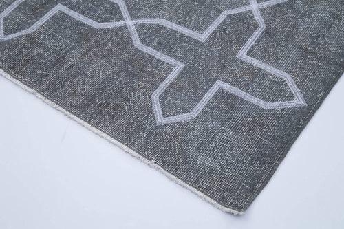 Geometric Carpet Grey Geometric Cotton Wool Handmade Area Rug 4'8'' x 13'0''