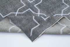 Geometric Carpet Grey Geometric Cotton Wool Handmade Area Rug 4'8'' x 13'0''
