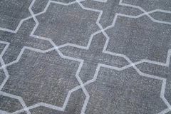 Geometric Carpet Grey Geometric Cotton Wool Handmade Area Rug 4'8'' x 13'0''