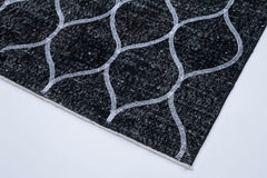 Geometric Carpet Black Geometric Cotton Wool Handmade Area Rug 4'10'' x 12'8''