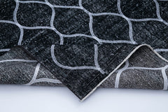 Geometric Carpet Black Geometric Cotton Wool Handmade Area Rug 4'10'' x 12'8''