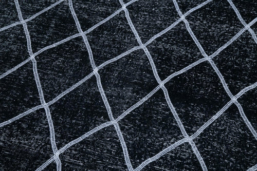 Geometric Carpet Black Geometric Cotton Wool Handmade Area Rug 4'8'' x 12'10''