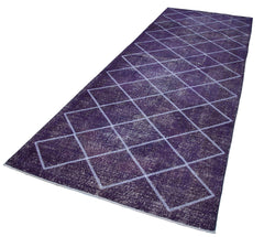 Geometric Carpet Purple Geometric Cotton Wool Handmade Area Rug 4'8'' x 12'10''